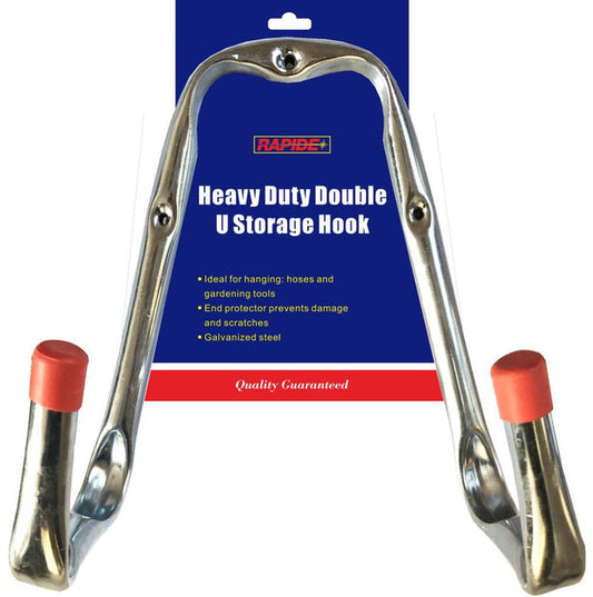 Heavy Duty Double U Storage Hook Galvanised Steel 25cm with End Protectors