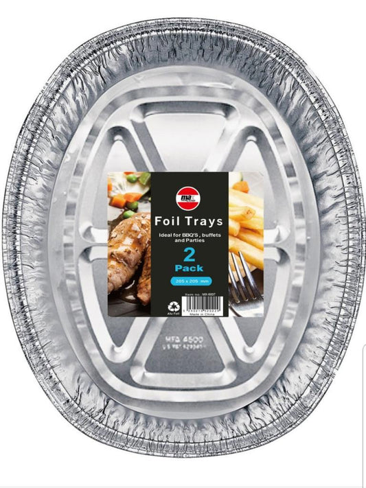 Deep Oval Aluminum Foil Trays Set of 2 205 x 205mm