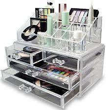 Clear Acrylic Makeup Organizer with Drawers and Lipstick Section