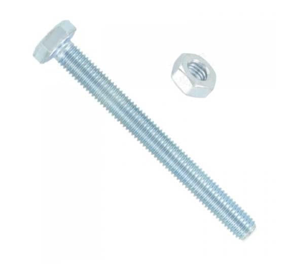 M10 x 80 Hex Bolts Nuts Zinc Plated Pack of 2
