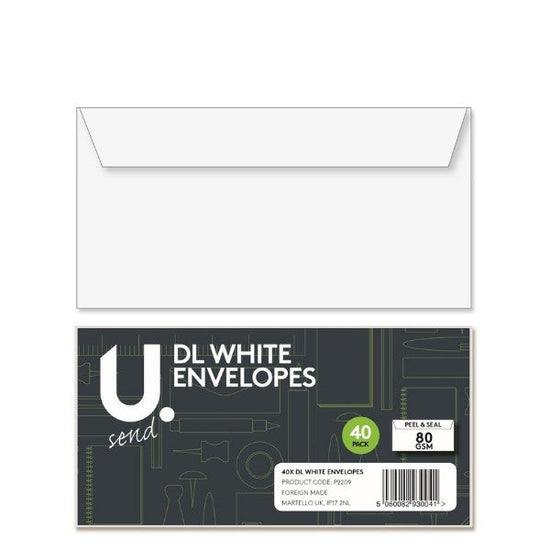 DL White Envelopes Pack of 40 Premium Quality 80gsm Material