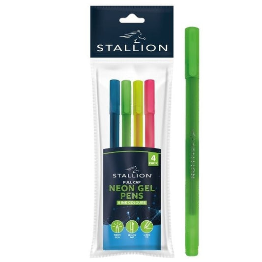 Vibrant Neon Gel Ink Pens Set of 4 Red Orange Yellow