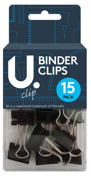 Black Binder Clips 19mm Pack of 15 Office Supplies