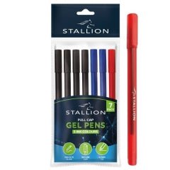 Vibrant Assorted Colors Pull Cap Gel Pens Pack of 7 for Creative Projects