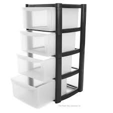 4 Tier Plastic Storage Drawer Tower Assorted Colours 80x36x40 cm