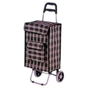 Foldable Square Shopping Trolley with Tartan Print Pattern Assorted Colors