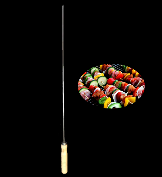 73 cm Long Metal BBQ Kebab Skewer Stick with Wooden Handle