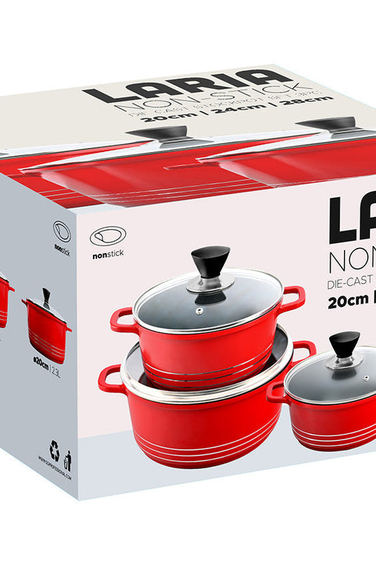Laria Non Stick Die Cast Stockpot Pan Set 3Piece Set in Elegant Black