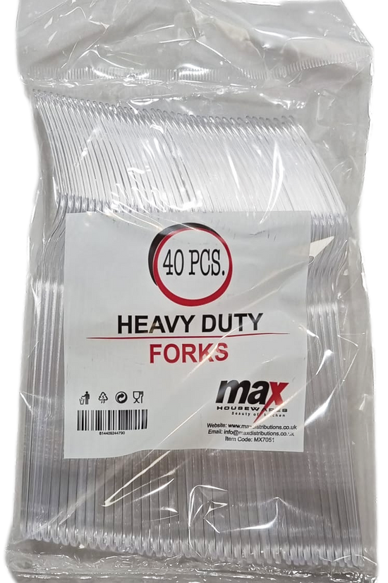EcoFriendly Disposable Clear Plastic Forks Pack of 40