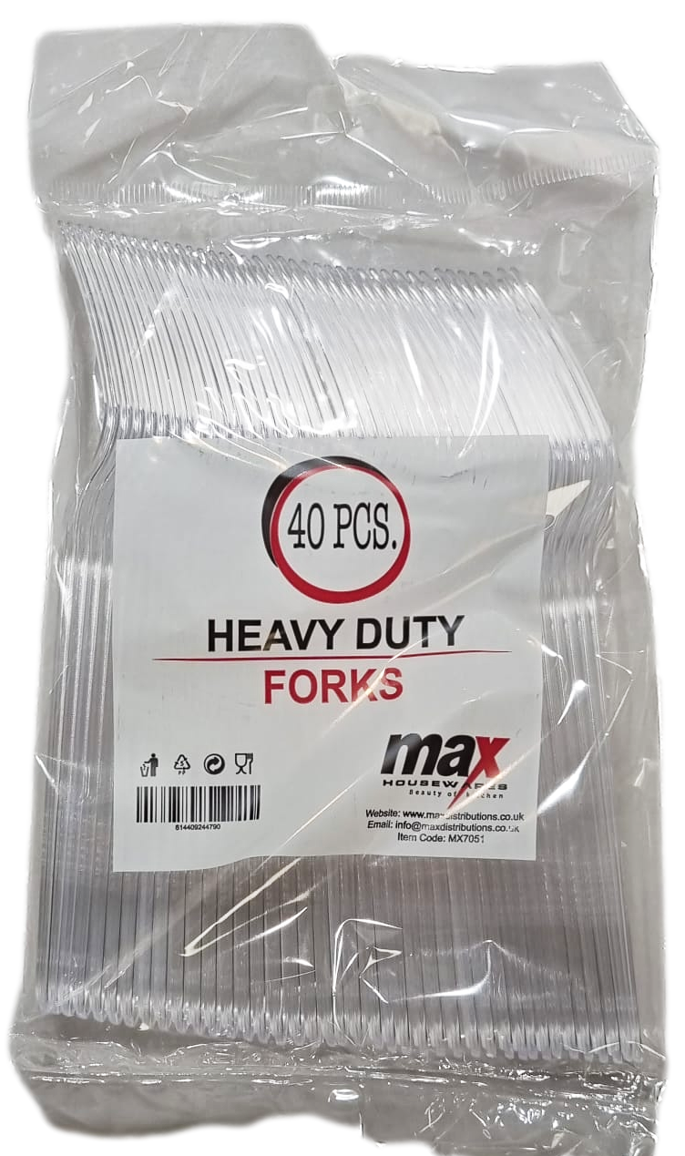 EcoFriendly Disposable Clear Plastic Forks Pack of 40