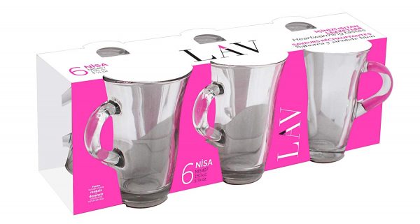 Elegant Nisa Tea Glass Cups Set Set of 6
