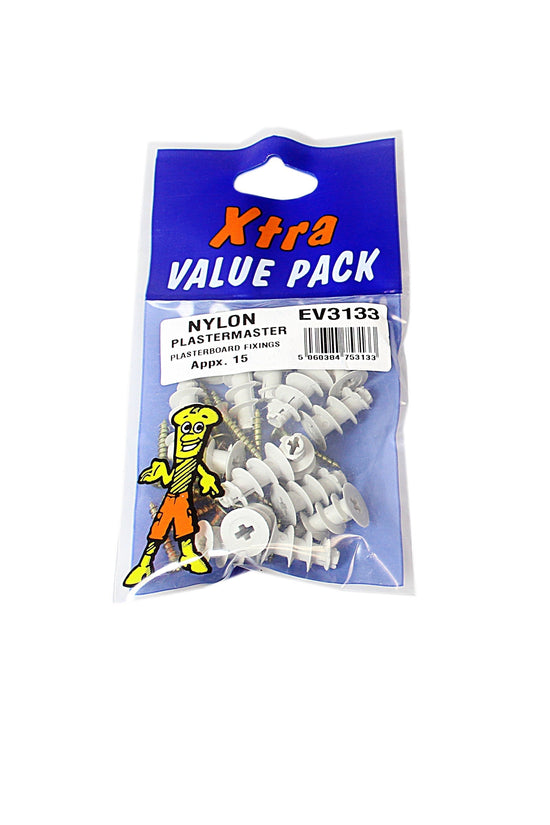 HeavyDuty Nylon Plasterboard Fixings Pack of 15