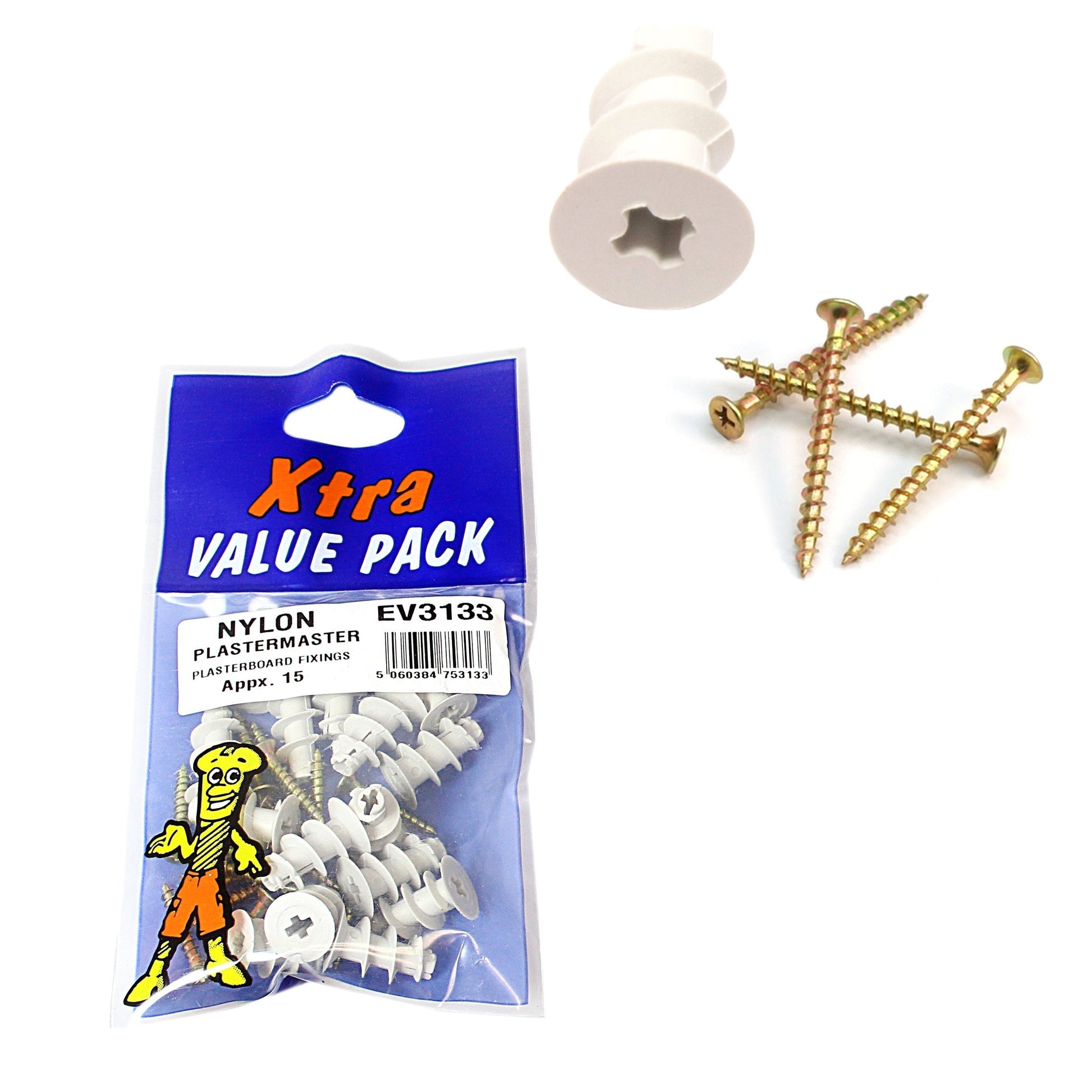 HeavyDuty Nylon Plasterboard Fixings Pack of 15