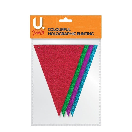 Vibrant Holographic Paper Party Bunting Banner Garland