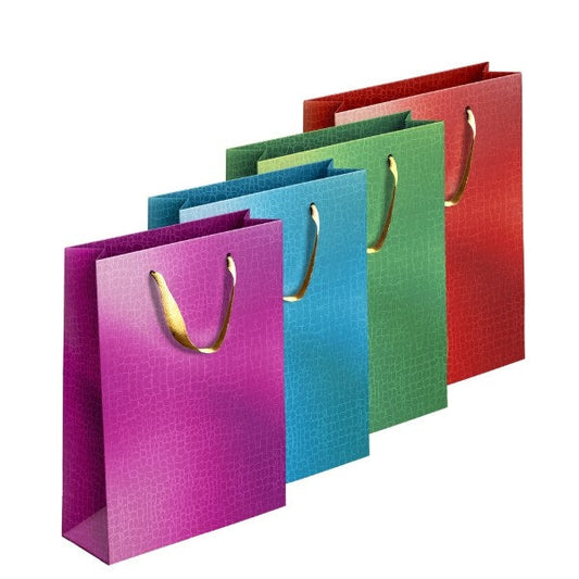 Embossed Metallic Paper Gift Bag Medium in Assorted Colors