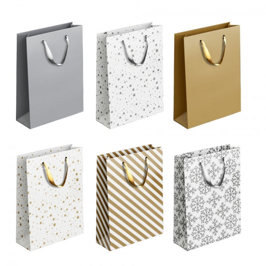 Large GoldSilver Patterned Paper Gift Bag Assorted Designs
