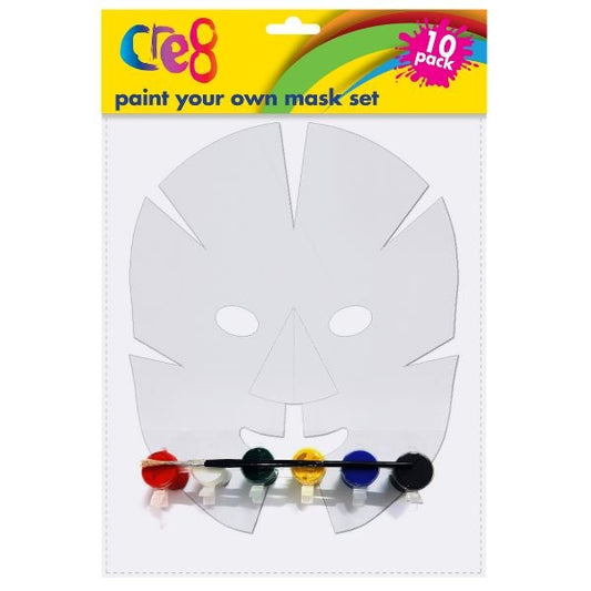 Cre8 Paint Your Own Mask Set 10pk with Paints and Brushes