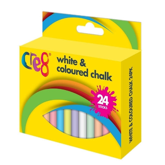 Cre8 24Pack White and Coloured Chalk Set