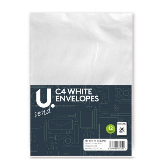 Premium White Peel and Seal Envelopes Pack of 12