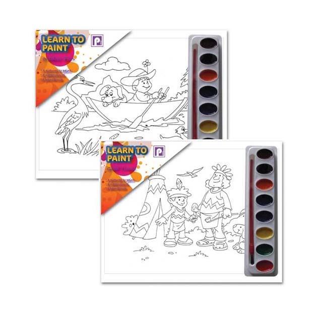 Childrens Learning to Paint Set with Paints and Brush Creative Art Kit