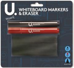 Premium Whiteboard Marker Set with Eraser Red and Black Ink