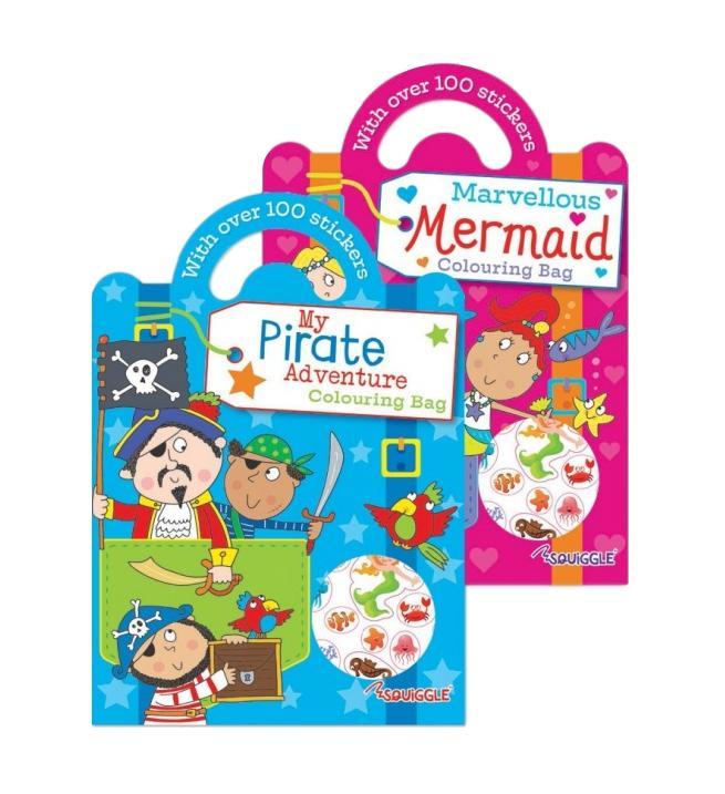 Mermaid and Pirate Colouring Sticker Bag Book