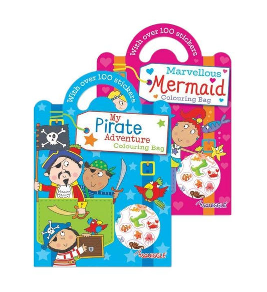 Mermaid and Pirate Colouring Sticker Bag Book