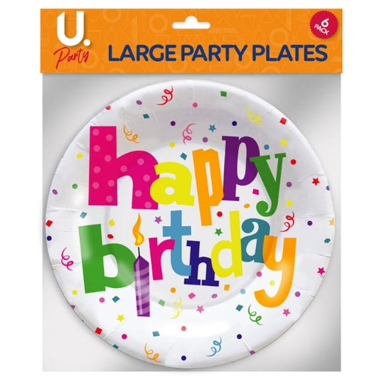 EcoFriendly Disposable Happy Birthday Party Plates Pack of 6