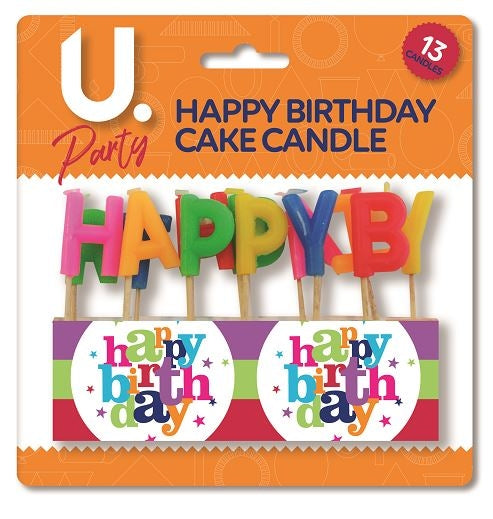 Assorted Happy Birthday Cake Candles Pack of 13