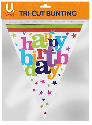 Colorful Paper Happy Birthday Tri Cut Bunting Banner Garland
