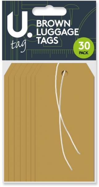 30Pack Brown Luggage Tags with White Cotton String