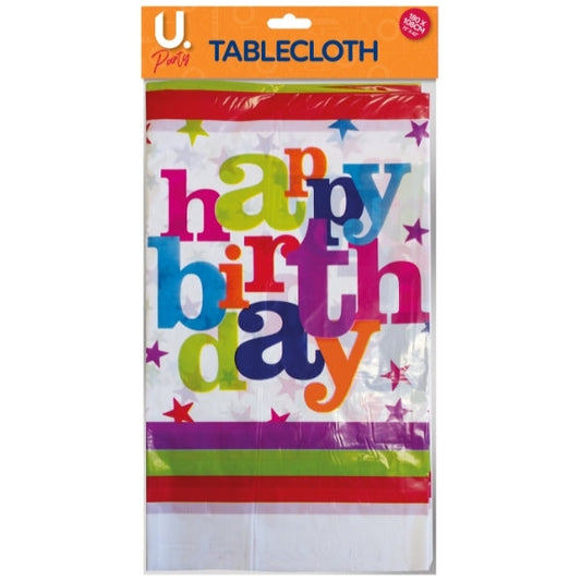 Colorful Happy Birthday Plastic Tablecloth 180 x 108 cm