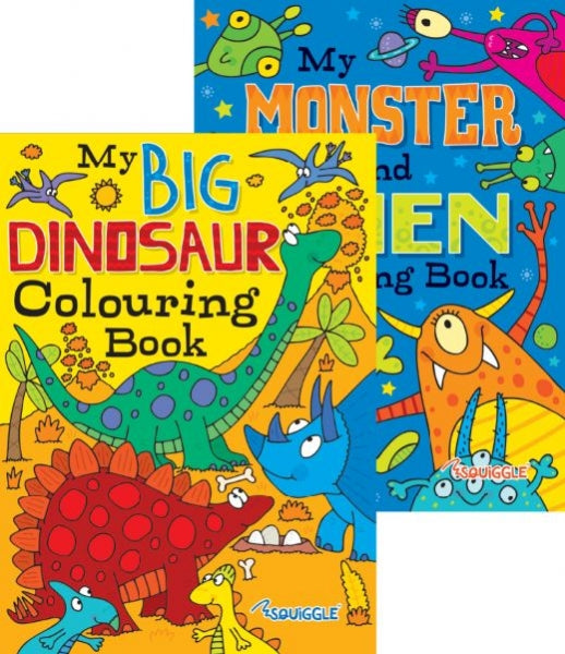 Childrens Fun Colouring Book Monsters Dinosaurs Assorted Designs