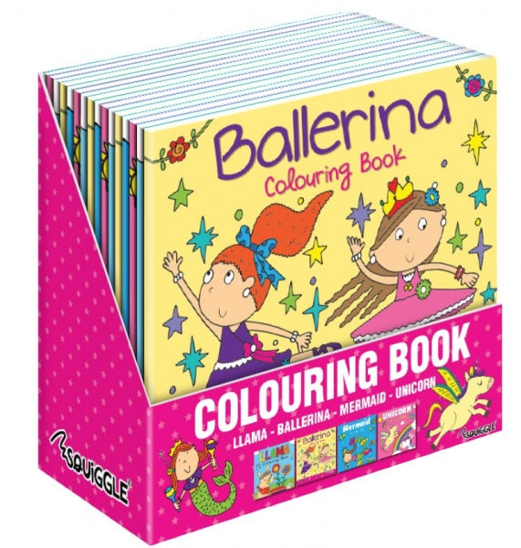 Girls Colouring Book Assorted Designs Ballerina Mermaid Unicorn Llama