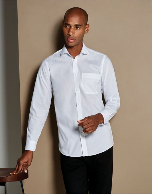 Kustom Kit Mens LS Tailored Poplin Shirt