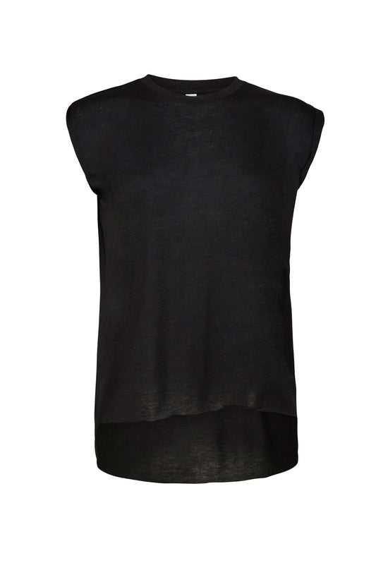 Bella Womens Flowy Muscle Tee Roll Cuff