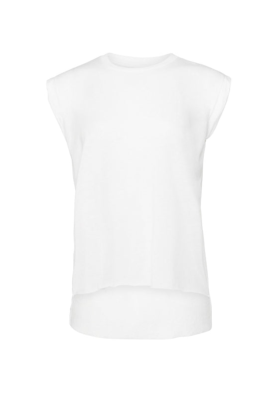 Bella Womens Flowy Muscle Tee Roll Cuff