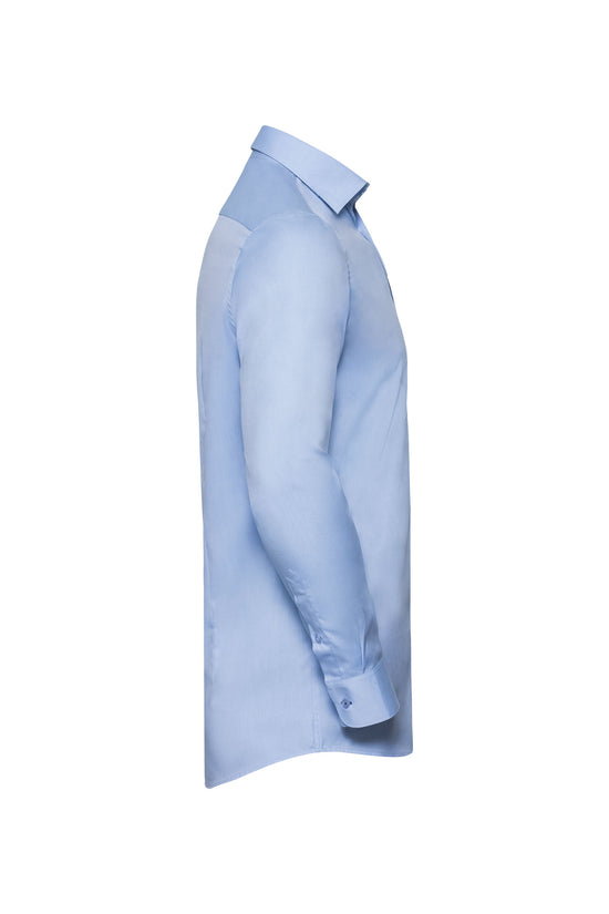 Russell Mens L/S Contrast H'Bone Shirt
