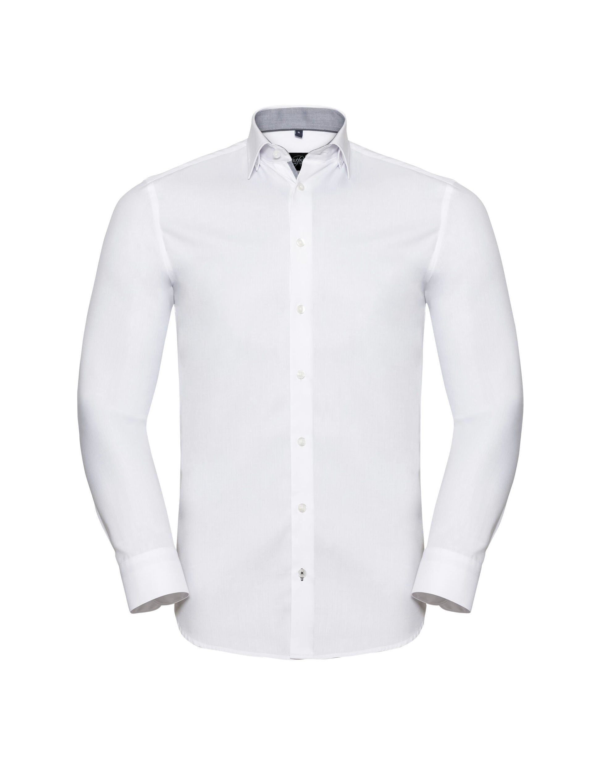 Russell Mens L/S Contrast H'Bone Shirt