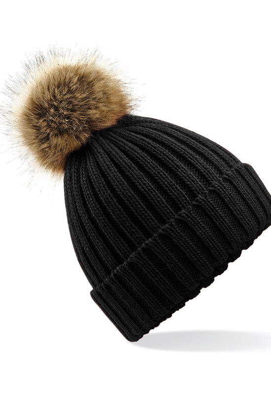 Beechfield Fur Pop Pom Chunky Beanie