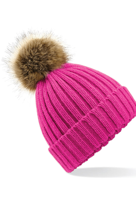 Beechfield Fur Pop Pom Chunky Beanie