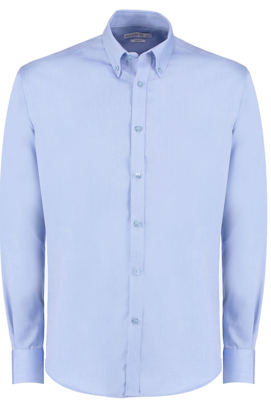 Kustom Kit Men LS Slim Oxford Twil Shirt