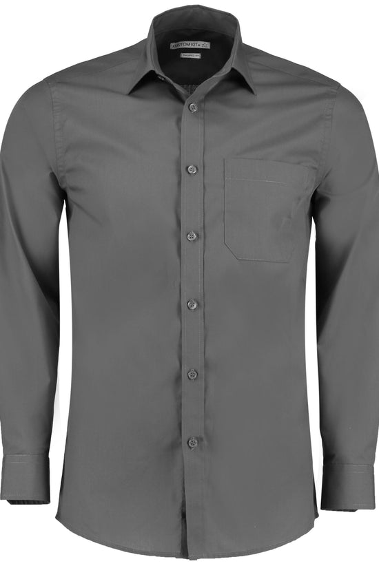 Kustom Kit Mens LS Tailored Poplin Shirt
