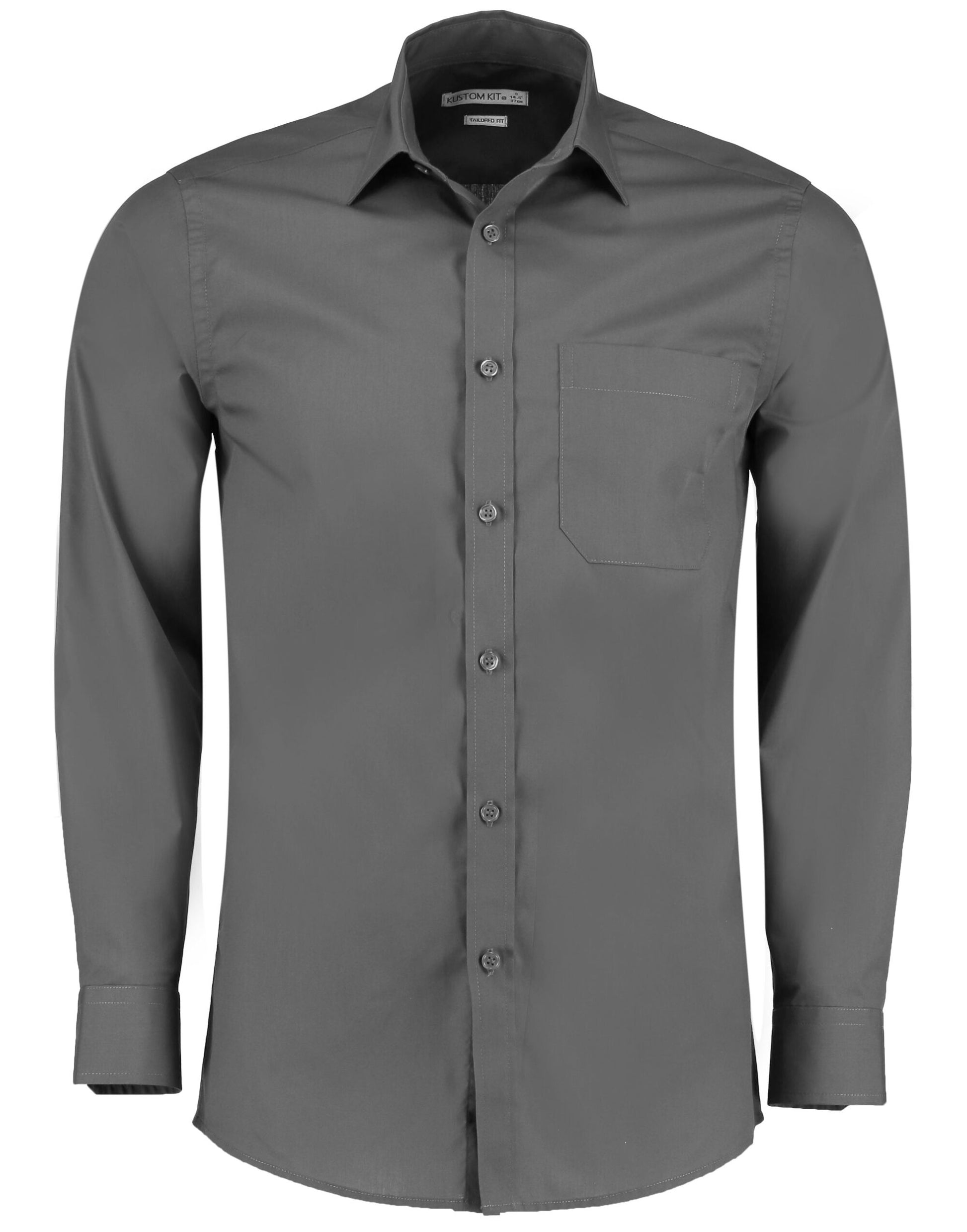 Kustom Kit Mens LS Tailored Poplin Shirt