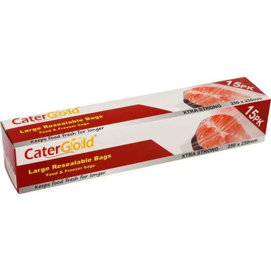 CaterGold Large Freezer Seal Bags 250x250mm Pack of 15 Premium Quality