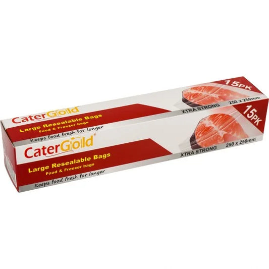 CaterGold Large Freezer Seal Bags 250x250mm Pack of 15 Premium Quality