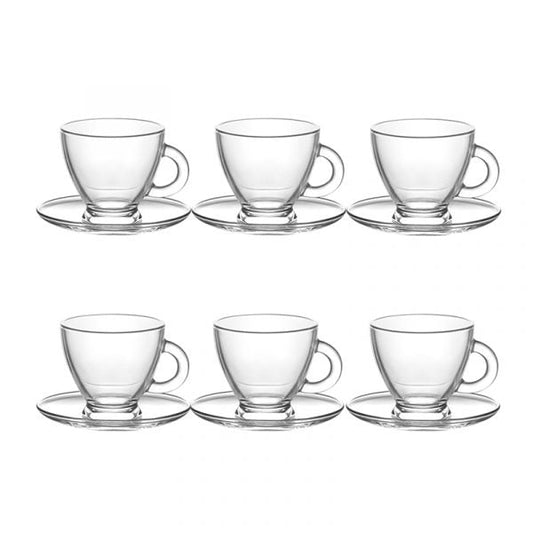 Set of 12 Glass Espresso Coffee Cups with Saucers ROMAS1