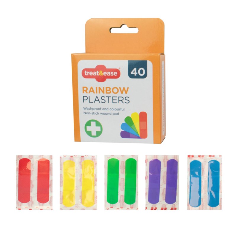 Colorful Rainbow Plasters Pack of 40 First Aid Supplies