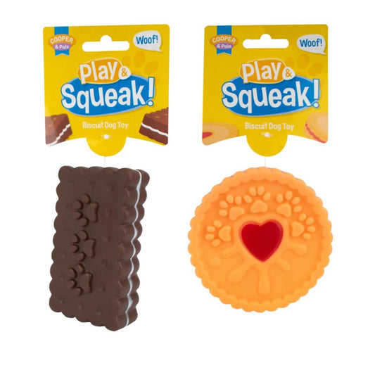Interactive Squeaky Dog Toy Chocolate Cream Heart Jam Biscuit Design