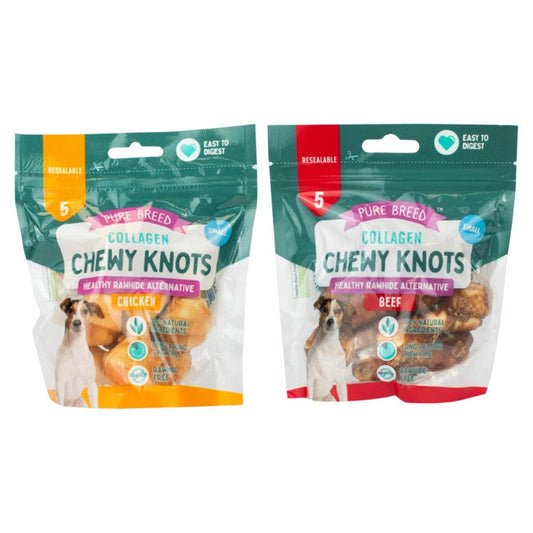 Pet Dog Treats Collagen Chewy Knots Pack of 5 Assorted Flavours